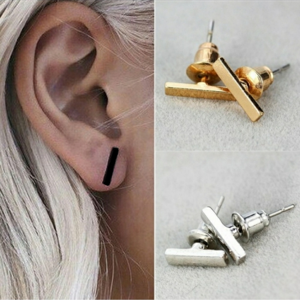 Black Bar Earrings
